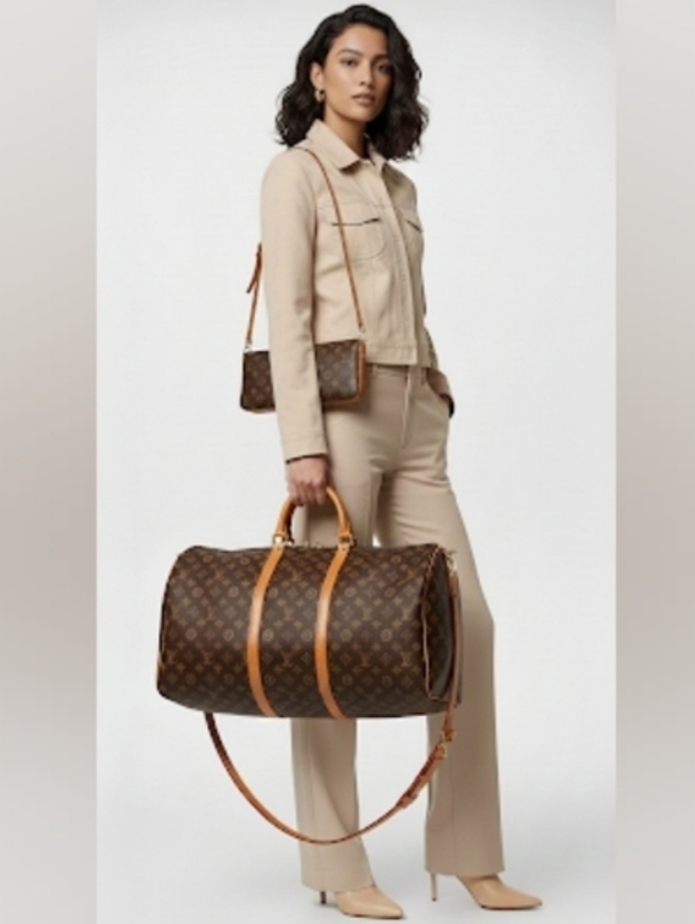 Louis Vuitton Keepall Bandouliere 55 Monogram Vintage 1990 Full Set ✨ - Picture 5 of 16